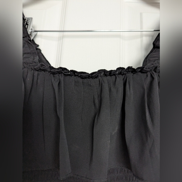 Forever 21 Black Smocked Ruffle Crop Top - Picture 4 of 10